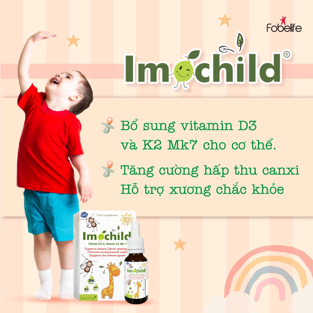 Siro Imochild Bổ Sung Vitamin D3 và K2, DHA- Hỗ Trợ Trẻ Hấp Thụ Canxi, Phát Triển Chiều Cao, Tăng Cường Trí Nhớ