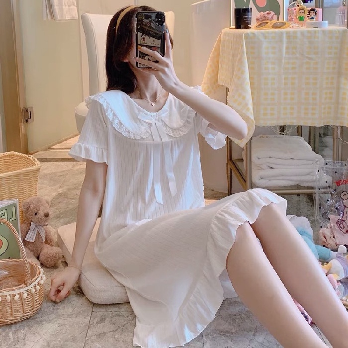 Đồ ngủ Tay Ngắn Cổ Búp Bê Dáng Rộng Thời Trang Mùa Hè Dành Cho Nữ