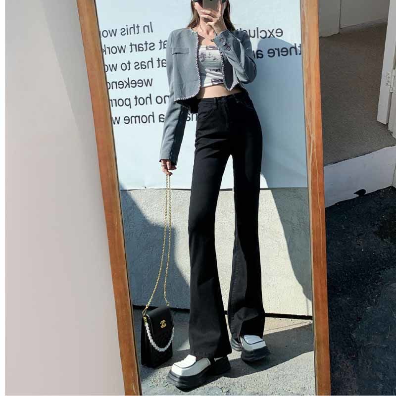 Quần Jean Đen Lưng Cao Dáng Ôm Thời Trang Xuân Thu 2022 Cho Nữ