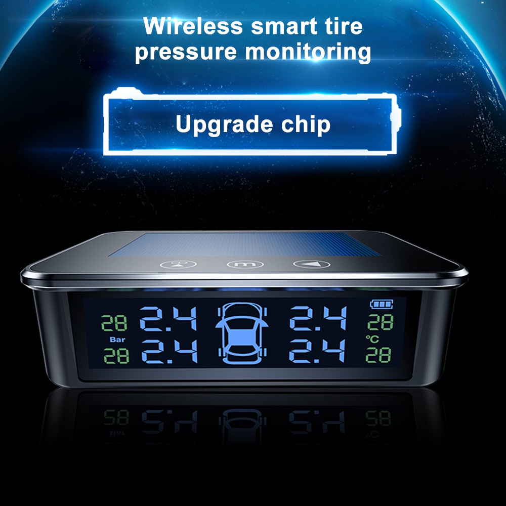 Hệ Thống Cảnh Báo Áp Suất Lốp Xe Hơi TPMS Hiển Thị Nhiệt Độ Năng Lượng Mặt Trời