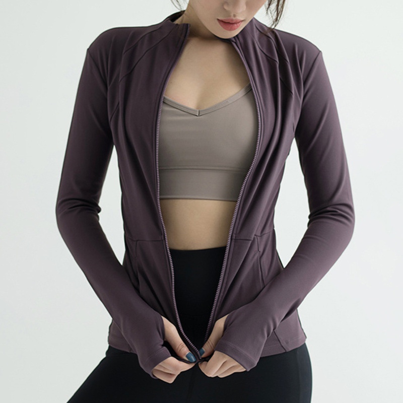 Brroa Áo Khoác Thể Thao Dài Tay Có Khóa Kéo Toàn Diện Mau Khô Cho Nữ