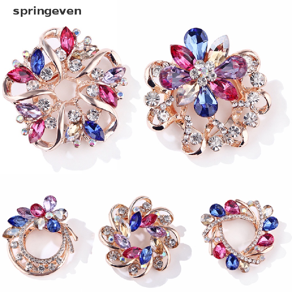 Ghim Cài Áo Hình Vòng Hoa Đính Đá Nhiều Màu Thời Trang Cho Nữ