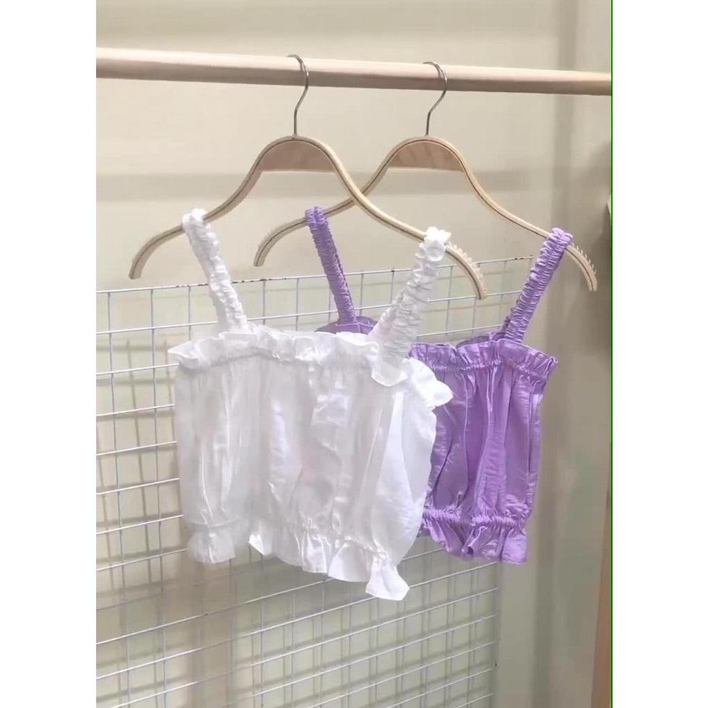 Áo hai dây croptop dúm chất đũi cực xinh 2 màu, Tôn Dáng Gọn Eo Bụng - JDu.Store loại tốt loại đẹp | BigBuy360 - bigbuy360.vn