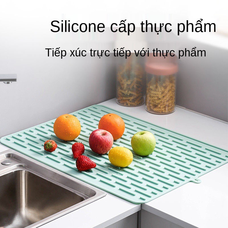 Tấm cách nhiệt silicon dày, lót nồi bếp, bàn mở rộng, cố định thớt chống trượt trượt, thoát nước