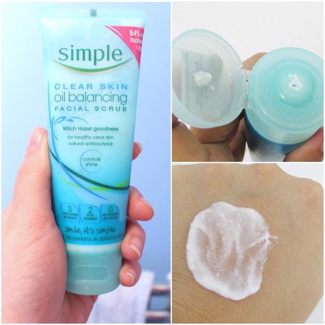 Tẩy Da Chết Simple Clear Skin Oil Balancing Facial Scrub Cho Da Dầu