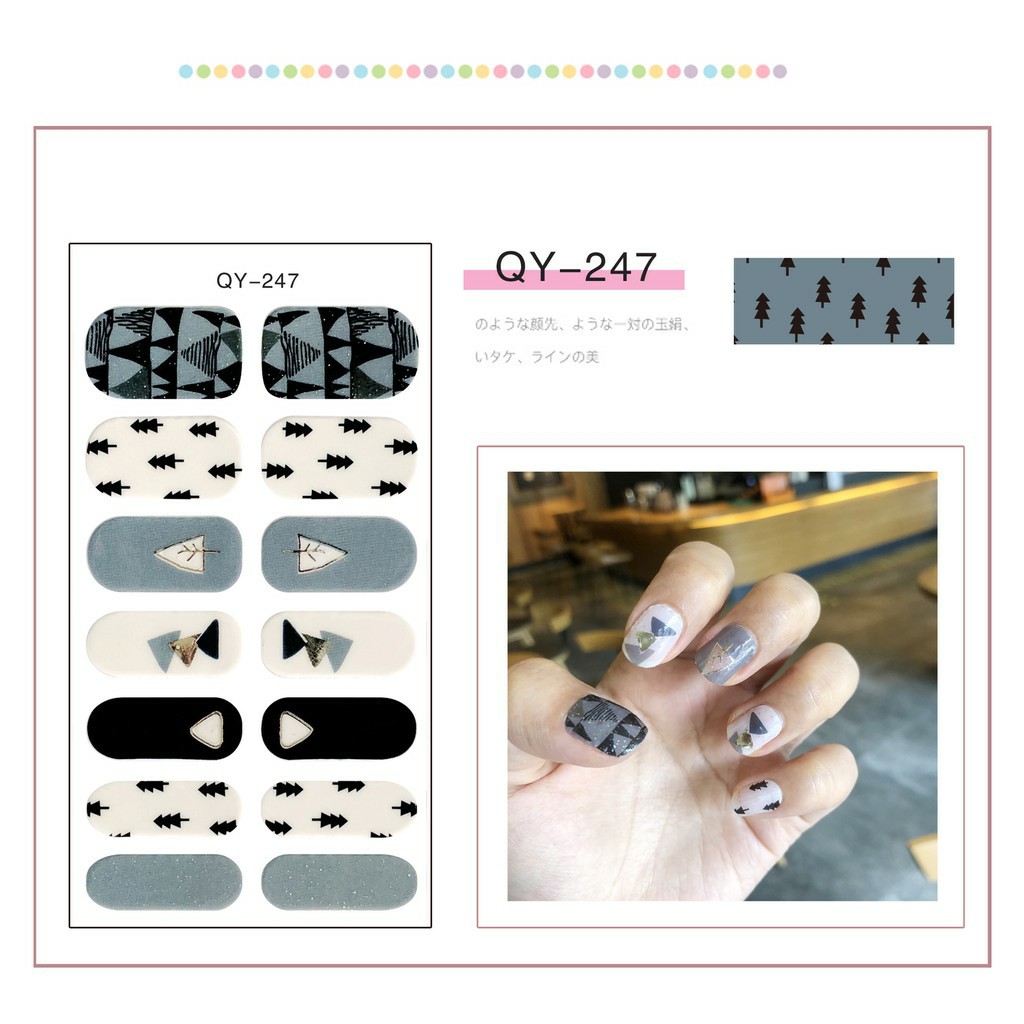 Miếng dán móng tay Nghệ thuật Phong cách Hàn Quốc Stickers Nails Wraps Nail Art hình Giáng Sinh Noel