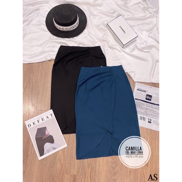 ⚡️CHÂN VÁY⚡️Chân váy bút chì 2 chéo vải màu xanh đen