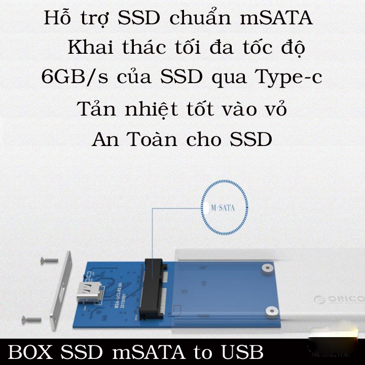 Box ổ cứng Orico ssd msata ra Cổng Type C