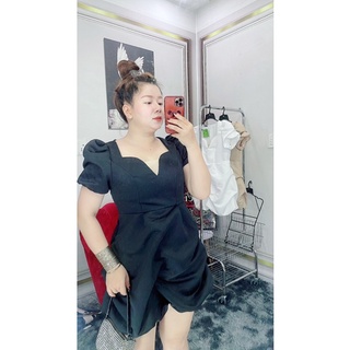đầm cổ v tay phồng bigsize