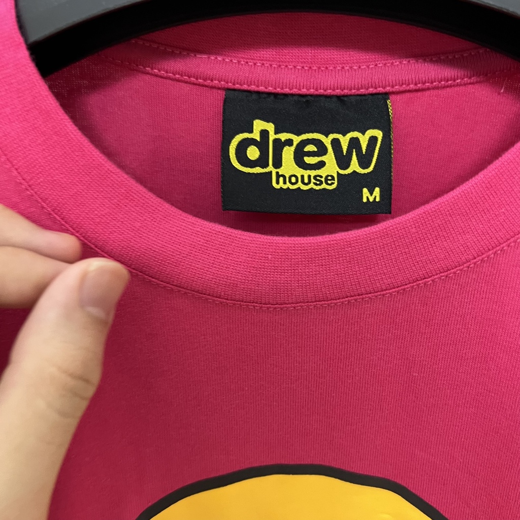 - Áo Thun Drew House Justin Biber màu hồng đậm cao cấp, Áo tee Drew House oversize chất liệu cotton