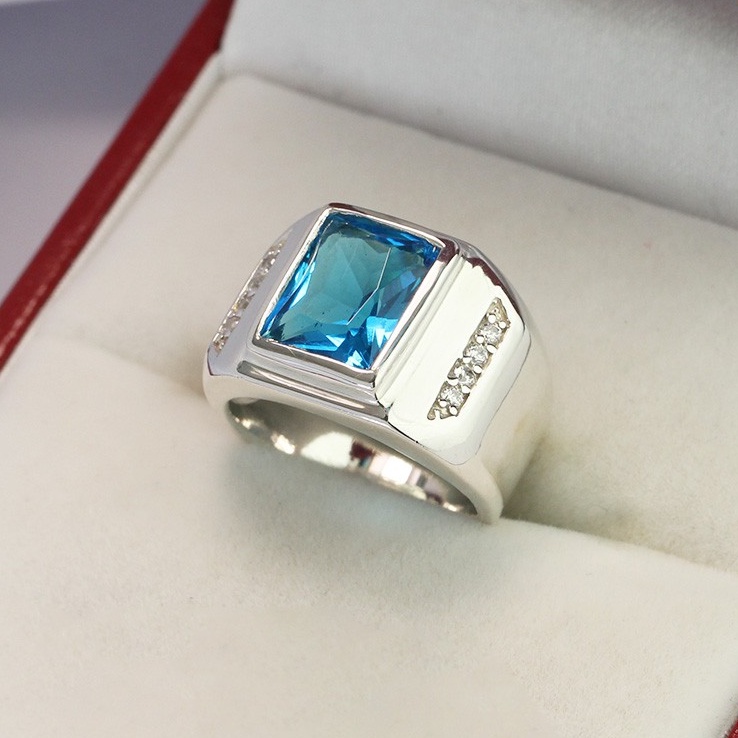 Nhẫn bạc nam mặt đá xanh dương đẹp NNA0047 Trang Sức TNJ