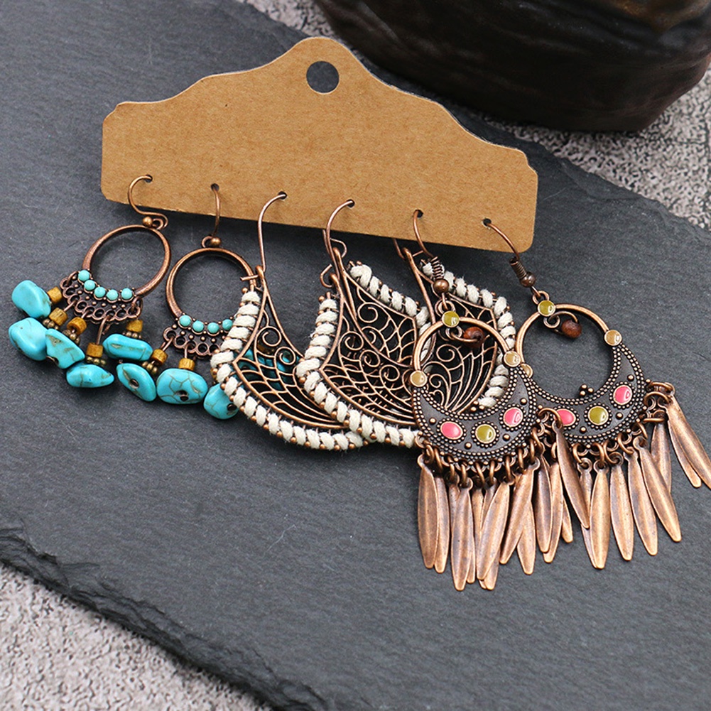 Set 3 đôi khuyên tai phong cách Bohemian thanh lịch dành cho nữ