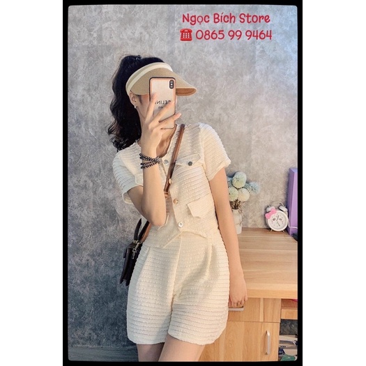 [HÀNG ĐẸP LOẠI 1] Set chân váy trắng cúc ngọc tiểu thư