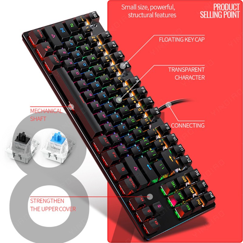 Utake Mechanical Gaming Keyboard K400 87 Keys Blue Switch Anti-Ghosting RGB Breath