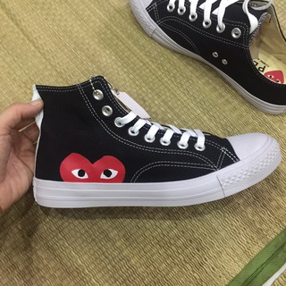 [KÈM HỘP MỘC] Giày Trái tim cổ cao màu đen đế trắng