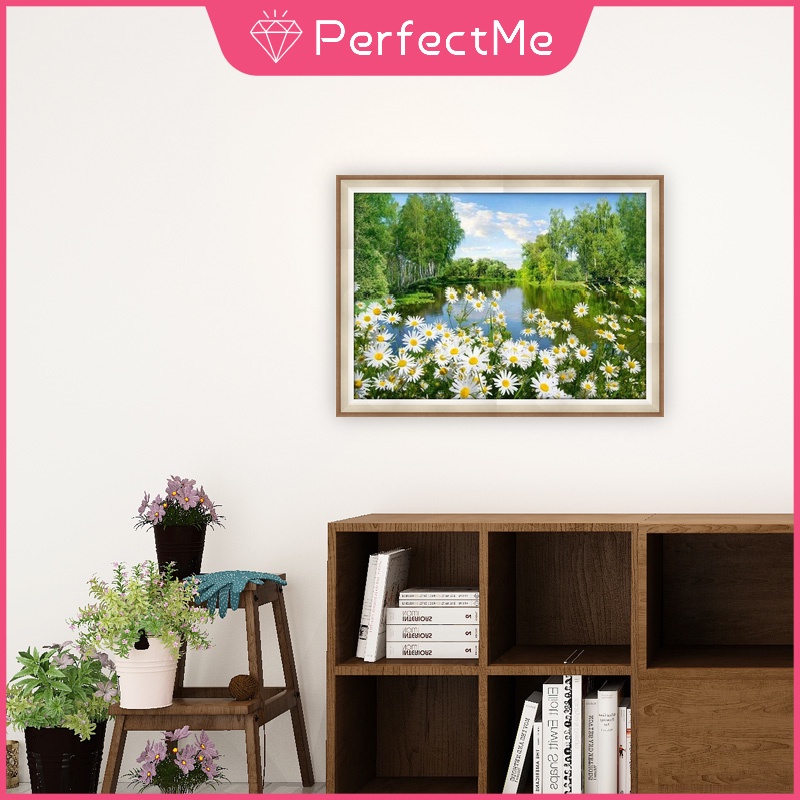 Bộ Tranh Đính Đá 5d Họa Tiết Hoa Xinh Xắn Độc Đáo Kích Thước 40x30cm DIY Dùng Trang Trí Nhà Cửa