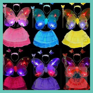 Đồ chơi BỘ cánh bướm kèm váy có đèn cho bé hóa trang halloween