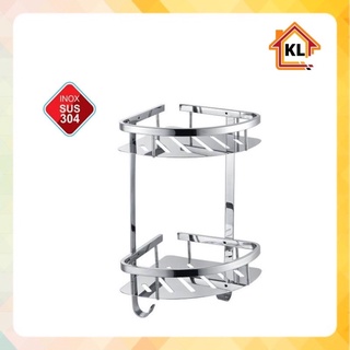 Kệ góc đựng sữa tắm dầu gội trong nhà tắm inox 304 ke 1502- 2m 2 tầng có móc