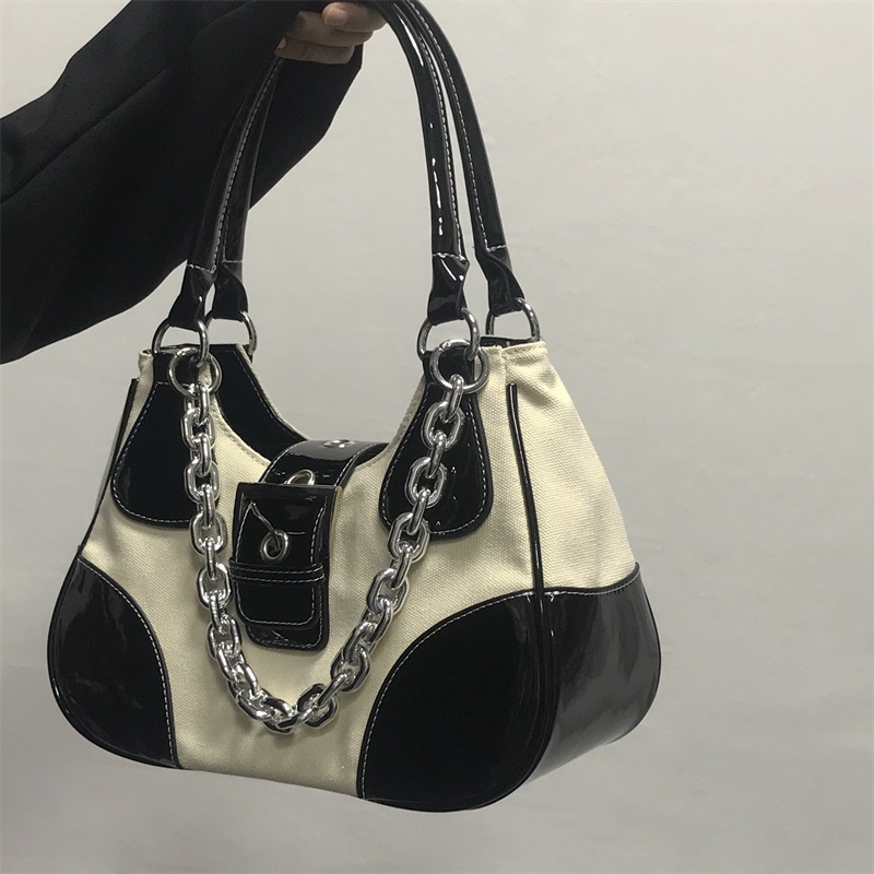 Túi Đeo Vai Phối Dây Xích Kim Loại Kiểu retro Thời Trang Cho Bạn Gái