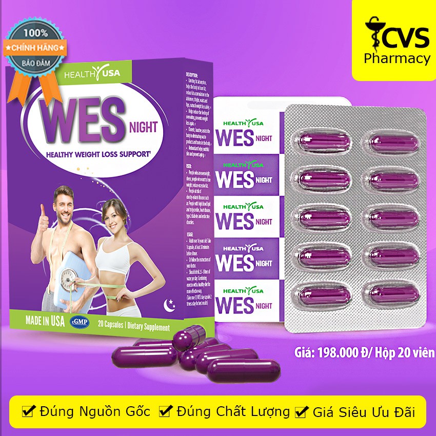 WES NIGHT (Healthy Weight Loss Support) - Viên Uống Giảm Cân, Hỗ Trợ Giảm Tích Tụ Mỡ Vào Ban Đêm - cvspharmacy