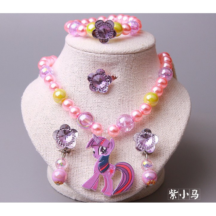 Set Vòng cổ/ Kẹp Tai/ Khuyên Tai Họa Tiết Hoạt Hình Công Chúa Elsa Thời Trang Cho Bé Gái