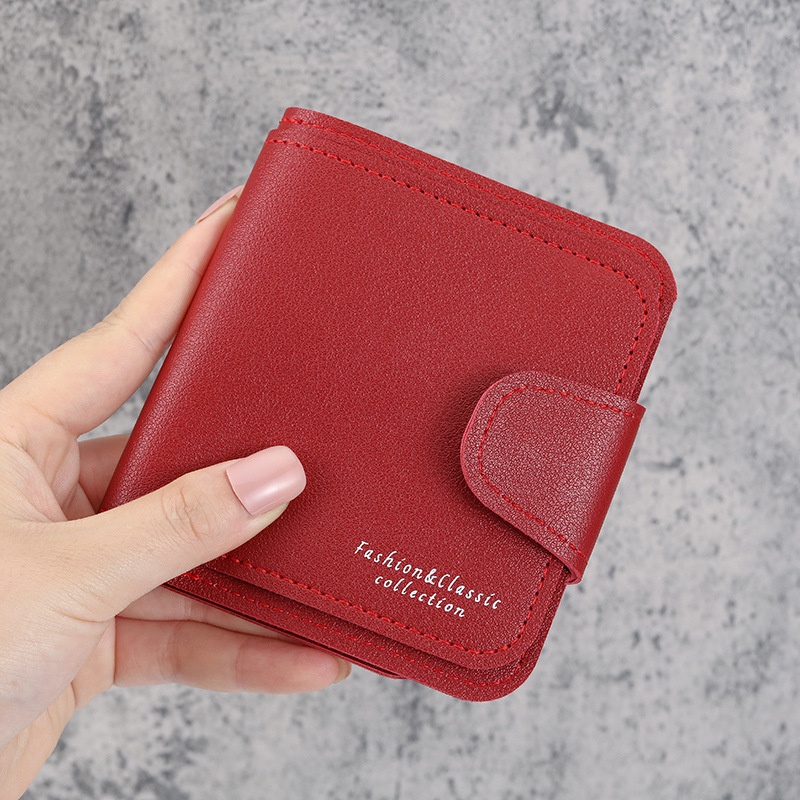 Ví Da Pu Dáng Ngắn Dạng Gập Có Khóa Kéo Đơn Giản Thời Trang 2022 Cho Nữ