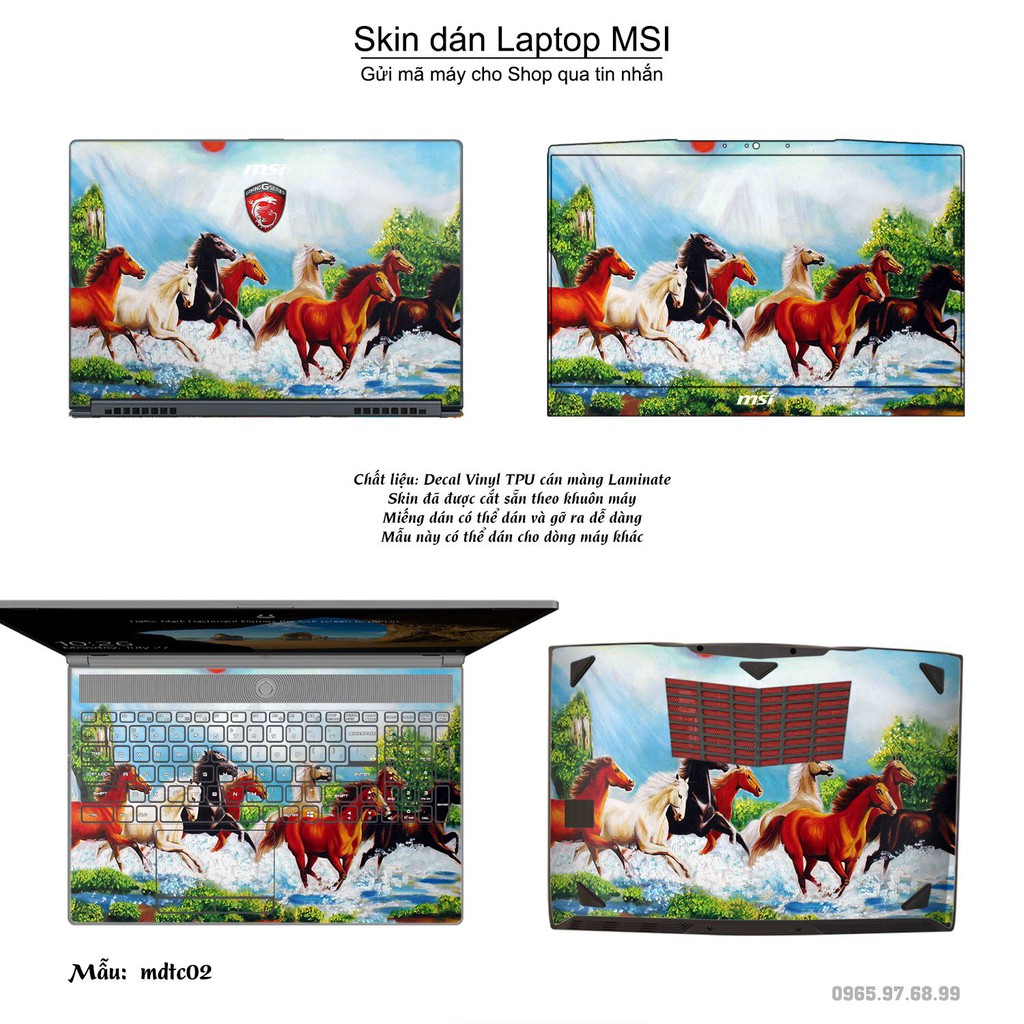 Skin dán Laptop MSI in hình Mã Đáo Thành Công (inbox mã máy cho Shop)