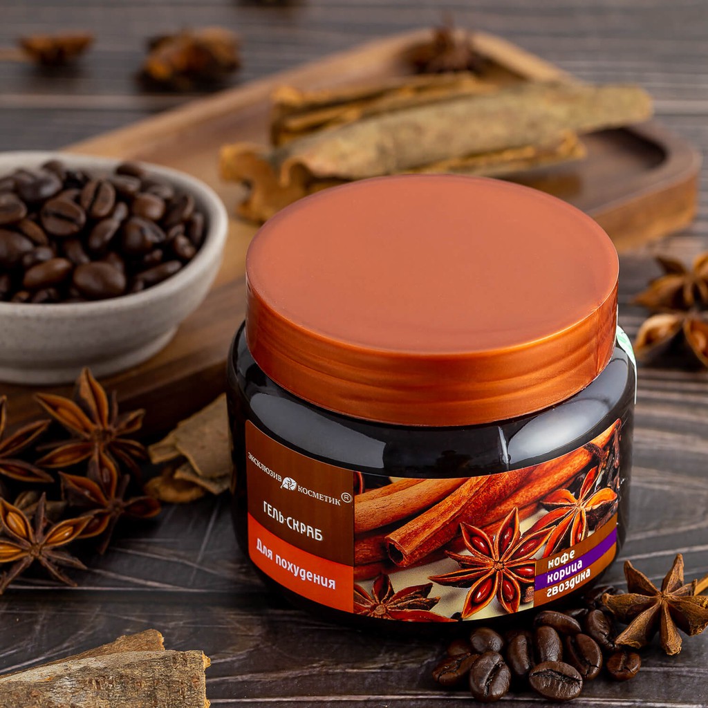 Tẩy Tế Bào Chết Quế Hồi &amp; Cafe - Krasota Gel Scrub Coffee Cinnamon Cloves 380ml