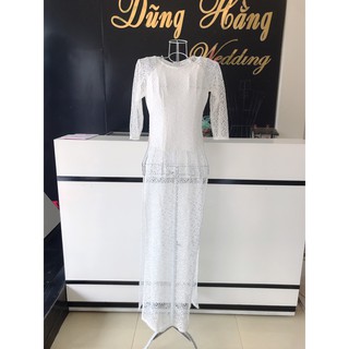 thanh lý áo dài trắng ren và trơn