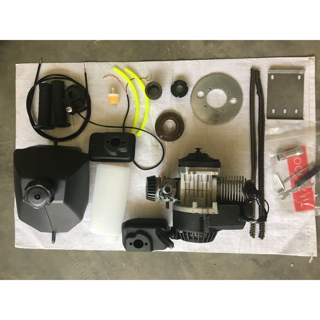 BỘ CHẾ XE ĐỘNG CƠ XĂNG 50CC CHẾ KHUNG SƯỜN XE ĐẠP