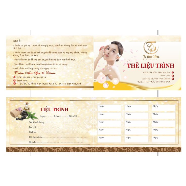 In Combo100 Voucher Spa,Thẻ liệu trình Spa Beauti,Nails,thẻ tích điểm Spa