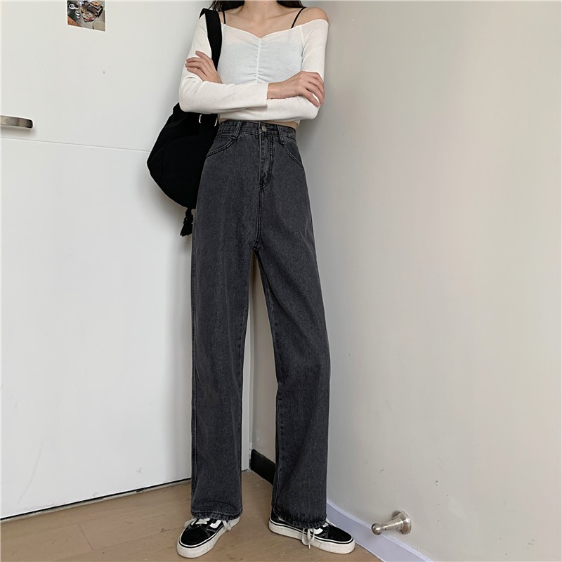 [SẴN] Quần jeans nữ ống rộng Ulzzang Quảng Châu QDJ10