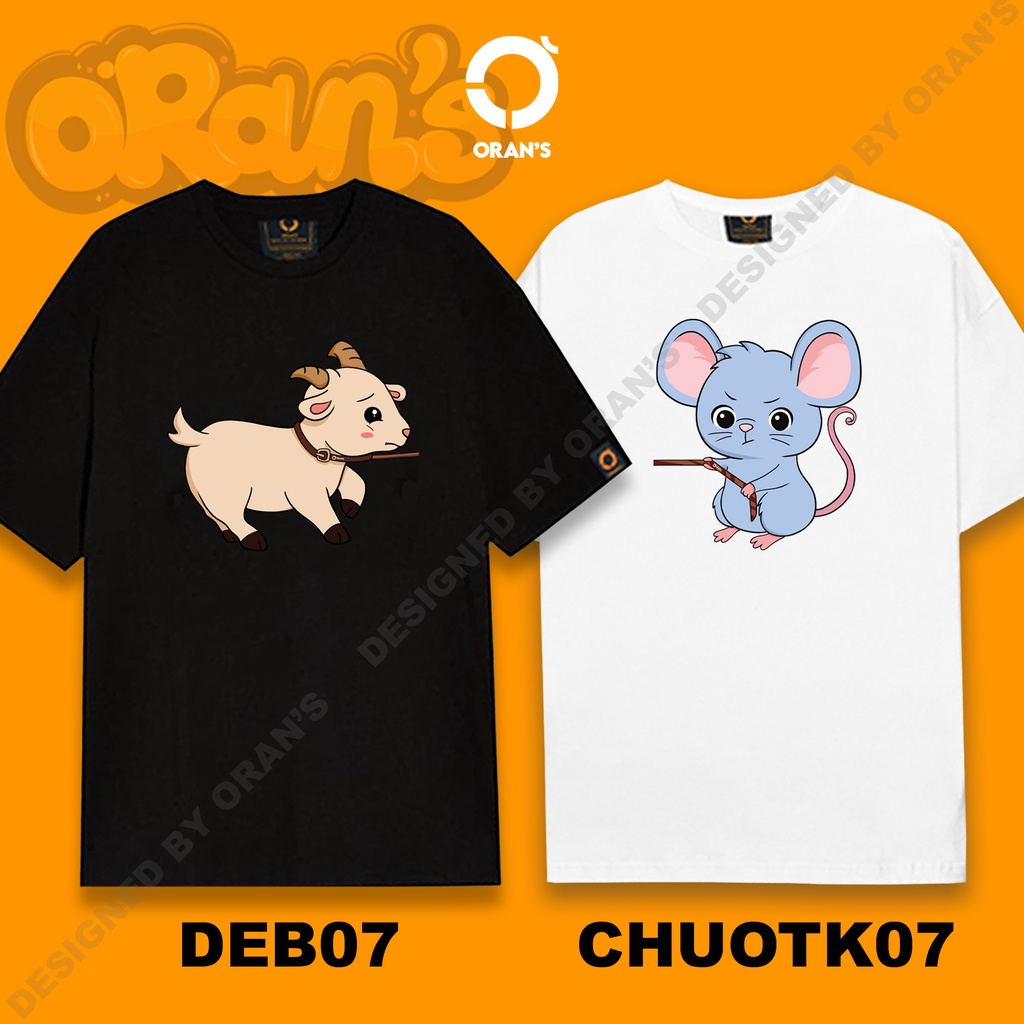 Áo gia đình in hình con chuột kéo con dê 07 tay lỡ Oversize chất COTTON 4C, FULLBOX ORANS COUPLE TEE - ORAN'S