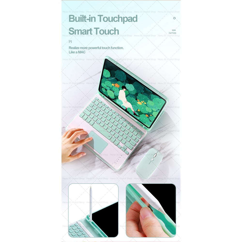 Ốp Máy Tính Bảng Kèm Bàn Phím Bluetooth Không Dây Cho iPad Pro 11 12.9 2021 Air5 5th 2022 Air4 4th 10.9 2020 Air3 10.5 7th 8th 9th Gen 10.2 5th 6th 9.7 inches