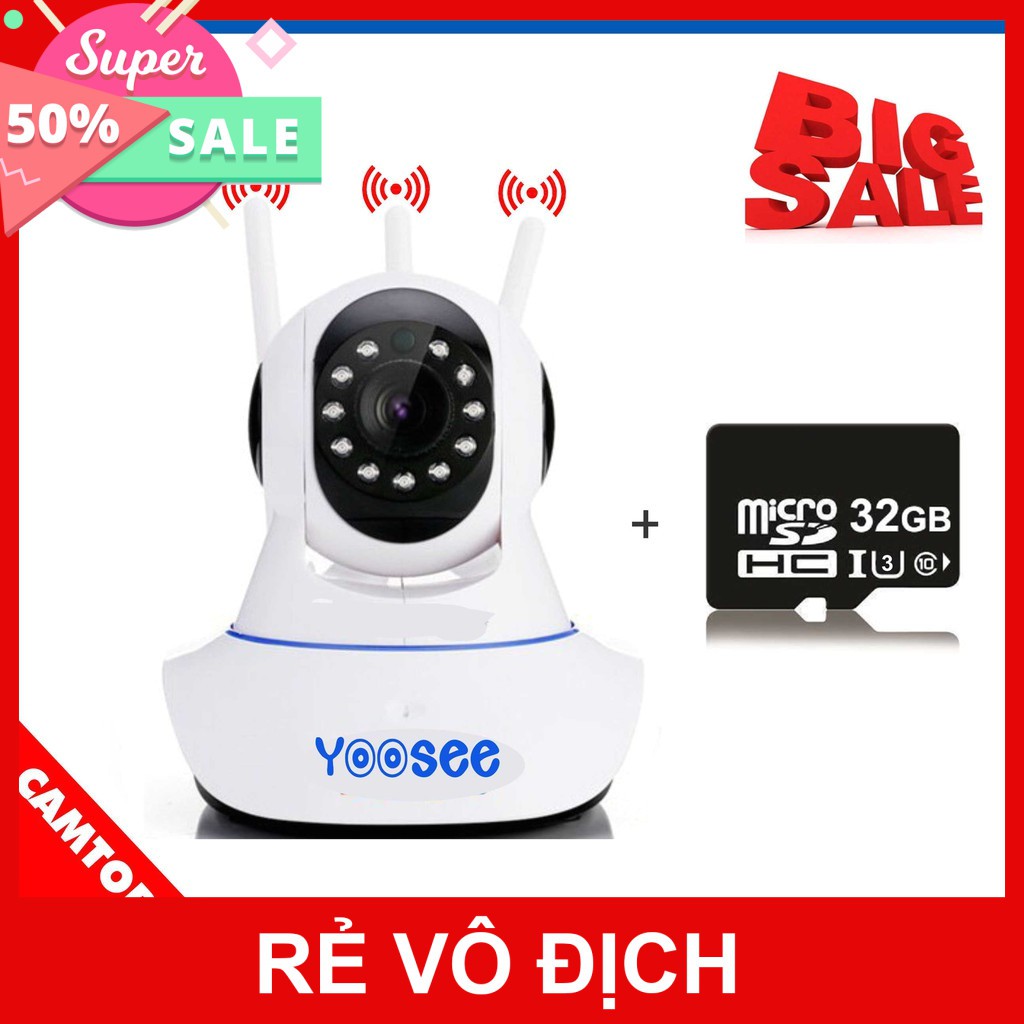 Camera IP YooSee 3 Anten HD720P + Thẻ 32Gb