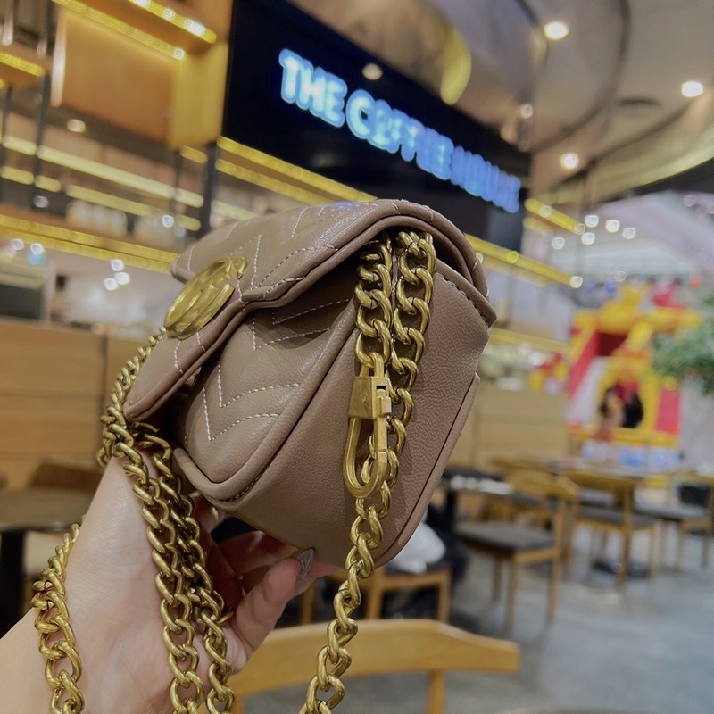 Túi đeo chéo mini nữ, túi Gc marmont tim 18cm dây xích hàng xuất dư