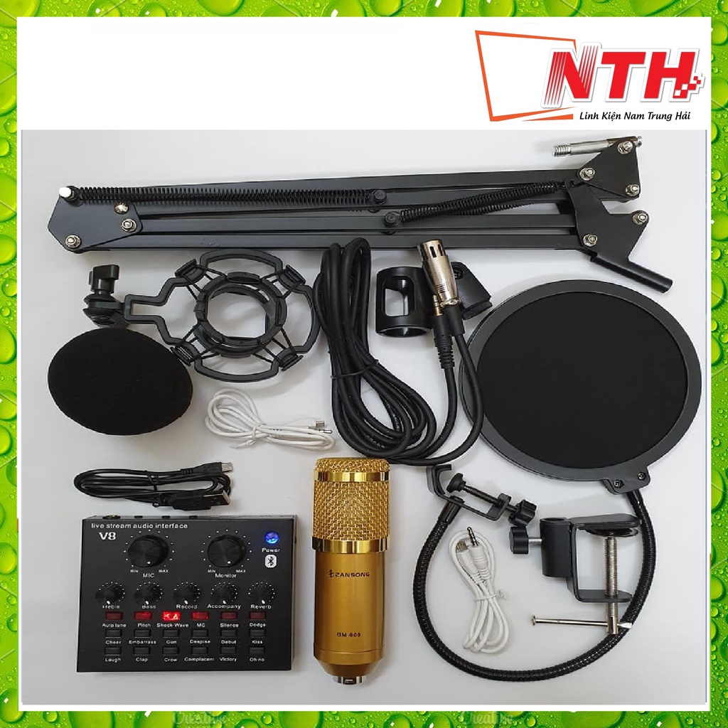 [Mã ELHACE giảm 4% đơn 300K] Bộ hát thu âm cao cấp V8 Auto Tune mic bm900