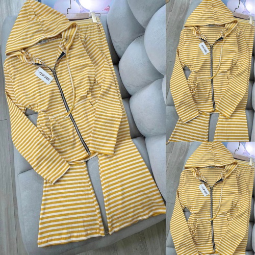 Đồ bộ nữ, set đồ bộ quần ống loe đai cao, áo ôm dài tay lai bầu phối nón và dây kéo vải thun cotton gân borip dầy dặn