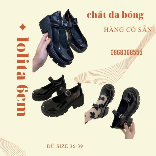 ( SẴN HÀNG) Giày Búp Bê LOLITA ĐẾ CAO 6cm Quai Ngang cực xinh( FORM RỘNG LÙI 1 size )