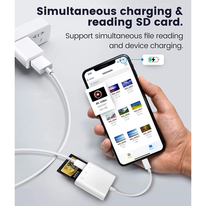 Đầu Đọc Thẻ Nhớ SD / Máy Ảnh Chuyên Dụng Cho i-Phone i-Pad, Oyuiasle Trail