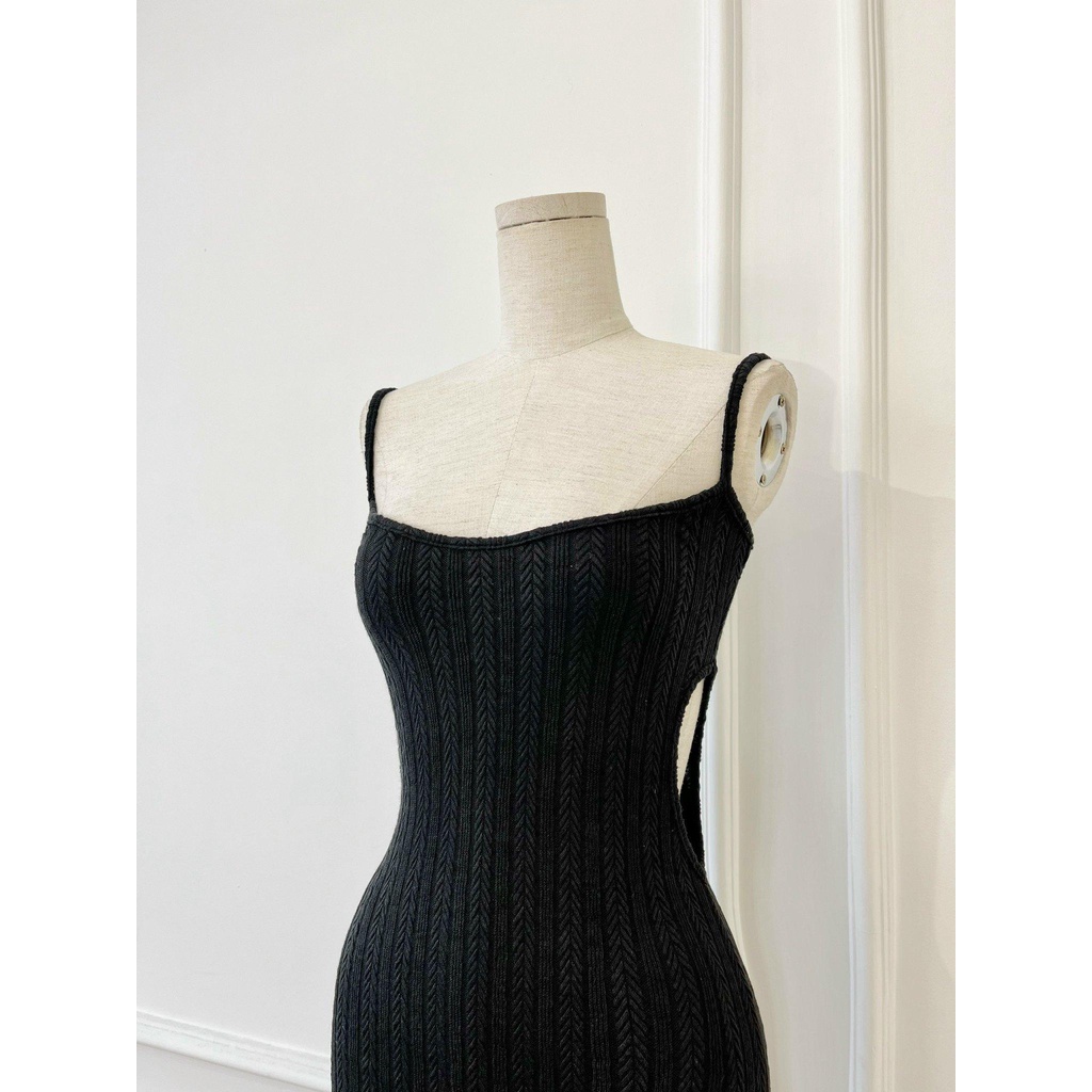 [Ảnh thật] Đầm thun body 2 dây cut out eo sexy