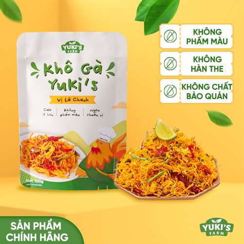 Khô Gà Lá Chanh 100g YUKI FARM - Đồ Ăn Văt Khô Gà, Khô Heo Xé Cay Siêu Ngon - Đồ ăn vặt Việt Nam Chất Lượng Cao