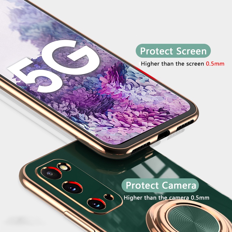 Ốp điện thoại mạ vàng kèm giá đỡ nhẫn từ tính sang trọng cho SAMSUNG GALAXY S20 PLUS ULTRA FE S20ULTRA S20PLUS S20FE