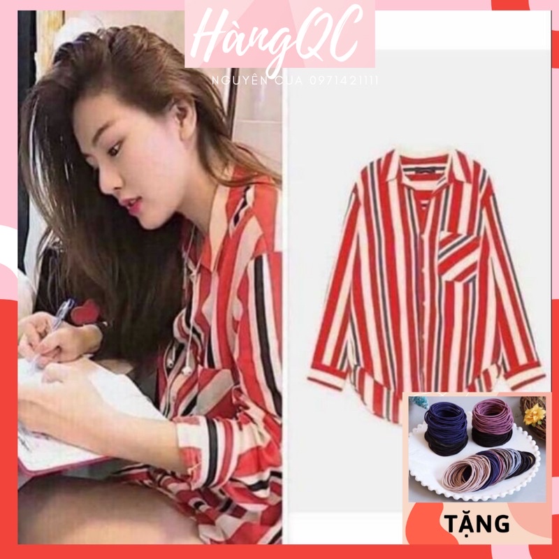 Áo Sơ Mi Nữ Lụa Nữ Kẻ Sọc ❤️ Hàng Đẹp❤️