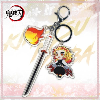 Móc khóa Chibi Thanh gươm diệt quỷ có kiếm 10cm - Kimetsu no Yaiba - Móc khóa Mica 2 mặt