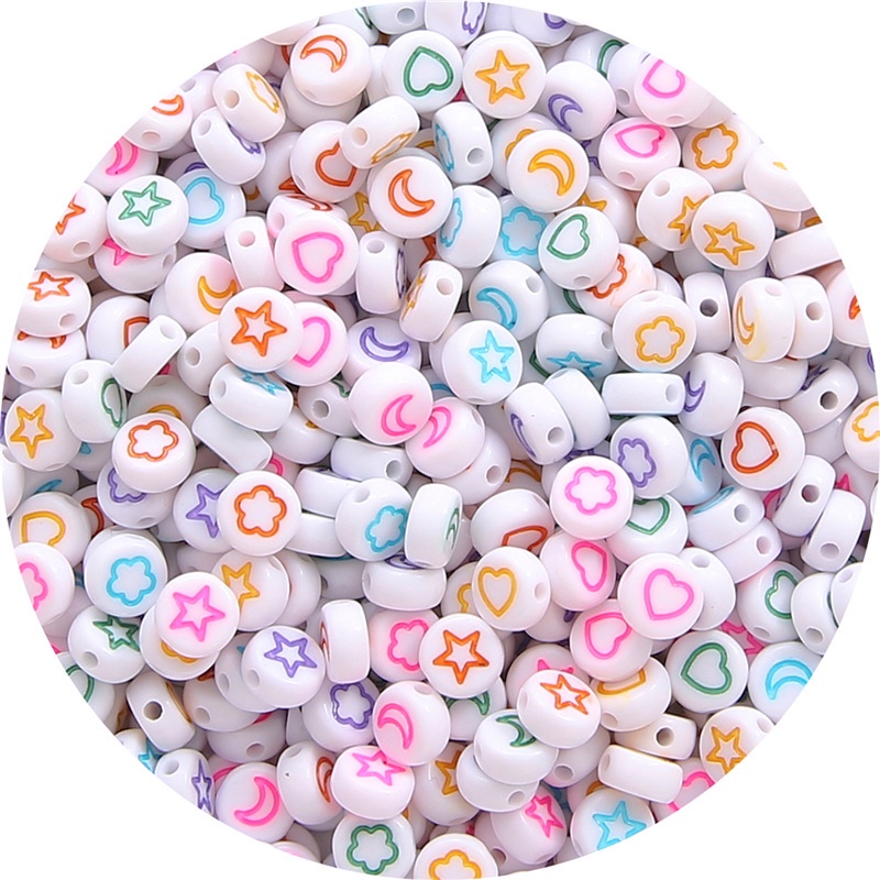 Set 100 Hạt Nhựa Acrylic Hình Trăng Sao Làm Trang Sức Thủ Công Cho Bé