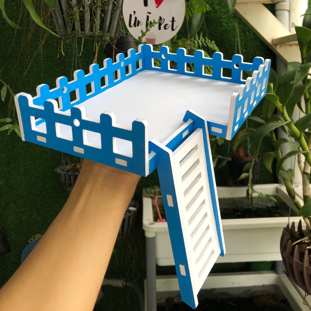 Tầng lửng CHỮ NHẬT NHỎ cho chuồng hamster, sóc, bọ, nhím, thú nhỏ Gỗ Màu chống nước