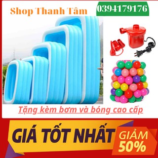 Bể bơi 262*168*45CM 2 tầng tặng bơm điện 2 chiều-bóng-phao