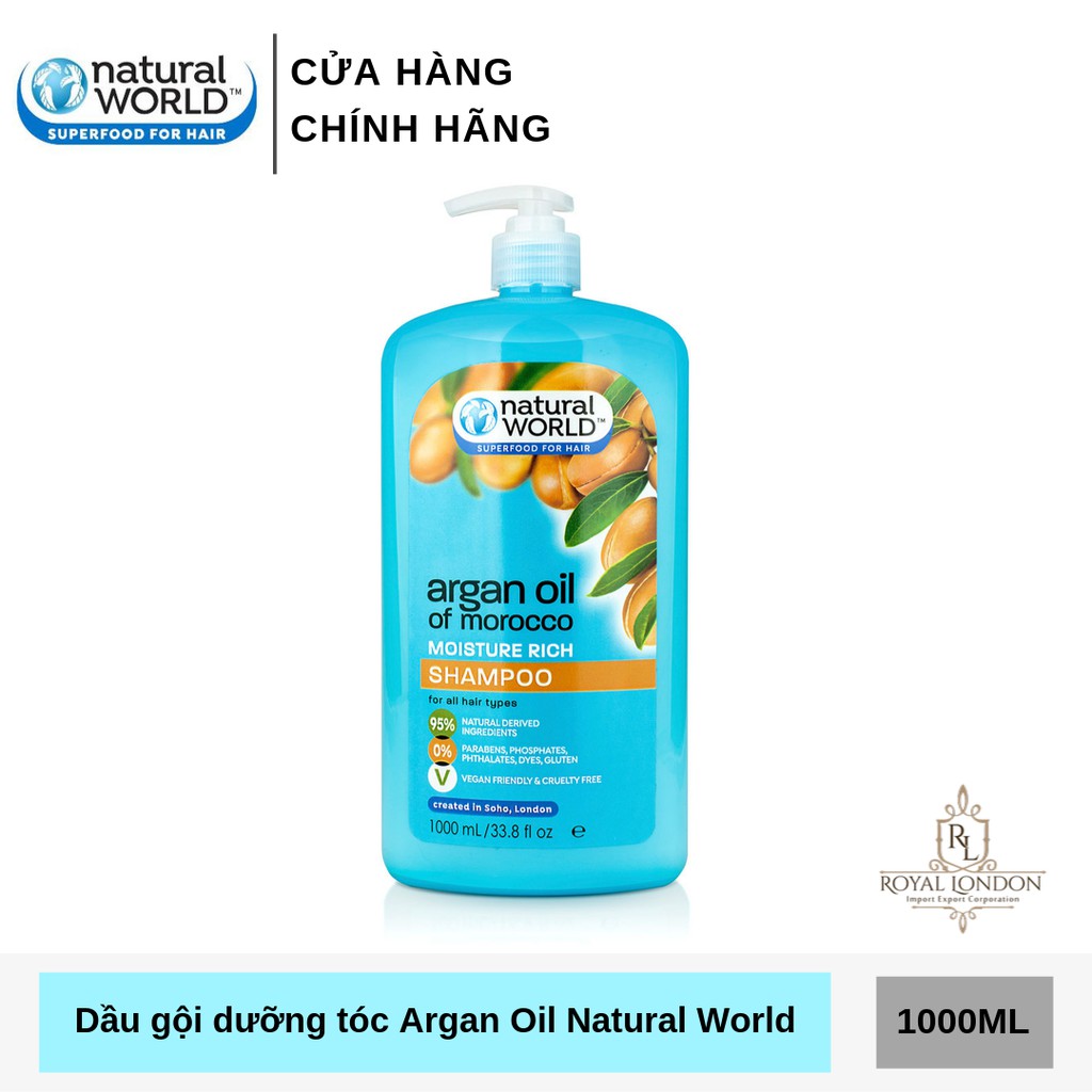 Dầu Gội mượt Tóc Argan Oil Of Morocco Natural World 1000ml