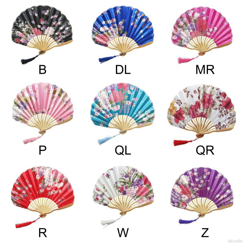 Quạt Xếp Vải Cầm Tay Phong Cách Nhật Bản